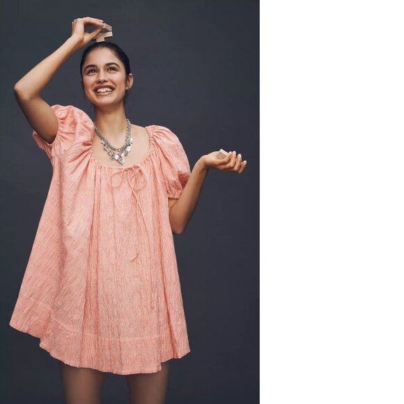 Anthropologie Maeve Scoop-Neck Mini Swing Dress size S red color new nwt - Picture 1 of 7